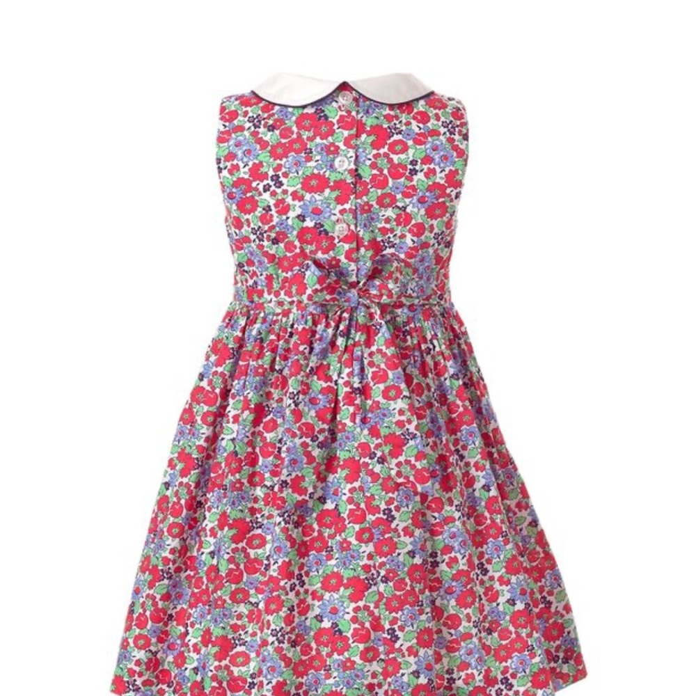 Rachel Riley Red and Blue Floral Dress Peter Pan Collar. Size 4. - Picture 2 of 9